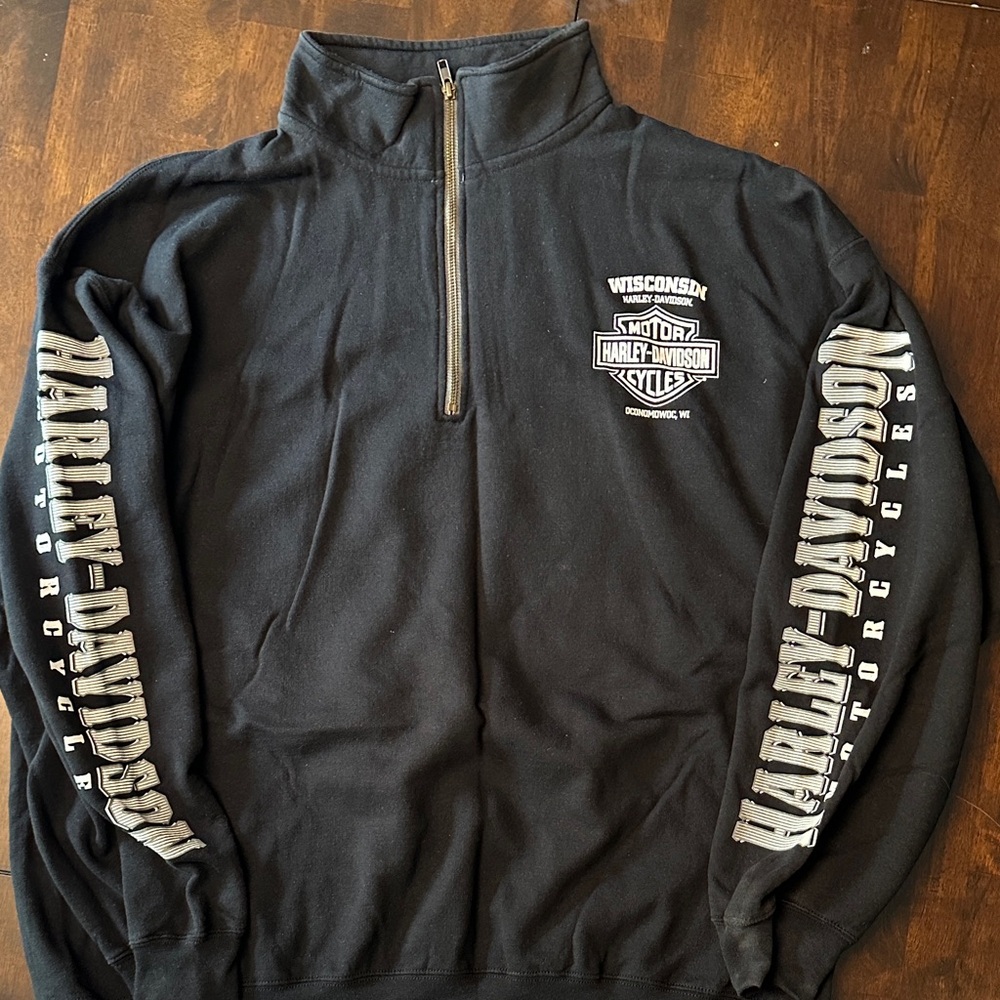 Harley-Davidson Black 1/4 Zip-Up Men's Sweater